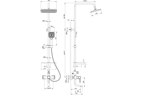 Душевая стойка Lemark Evitta LM0562C хром, штанга 169 см, шланг металлический 150 см