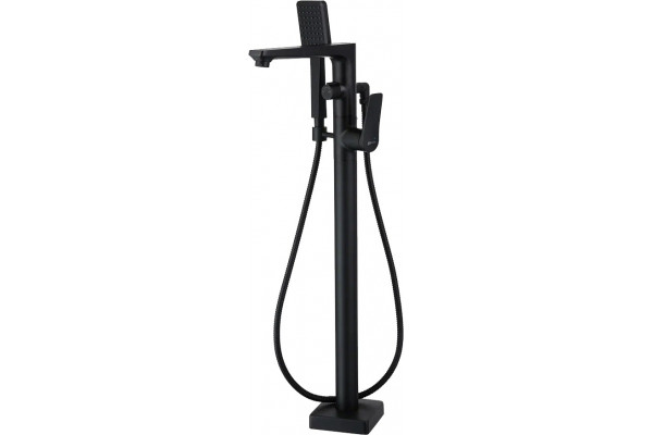 Смеситель Lemark Bronx LM3744BL напольный, для ванны с душем, черный, однорычажный, длина излива 23.3 см