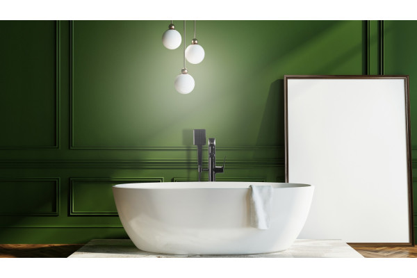 Смеситель Lemark Bronx LM3744BL напольный, для ванны с душем, черный, однорычажный, длина излива 23.3 см