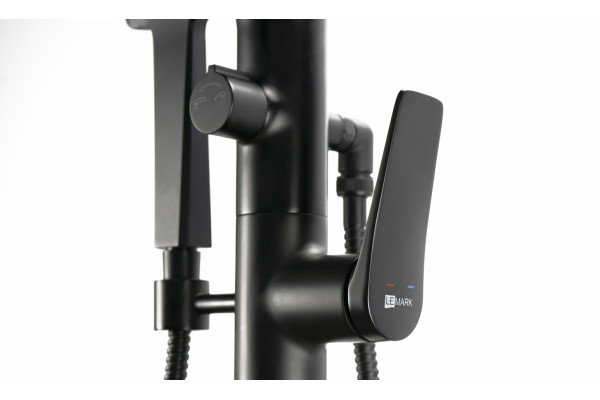 Смеситель Lemark Bronx LM3744BL напольный, для ванны с душем, черный, однорычажный, длина излива 23.3 см