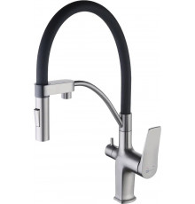 Смеситель Lemark Bronx LM3761GM для кухонной мойки, графит, однорычажный, сталь