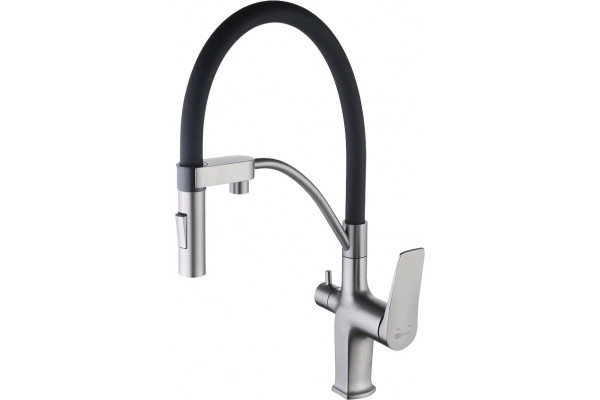 Смеситель Lemark Bronx LM3761GM для кухонной мойки, графит, однорычажный, сталь