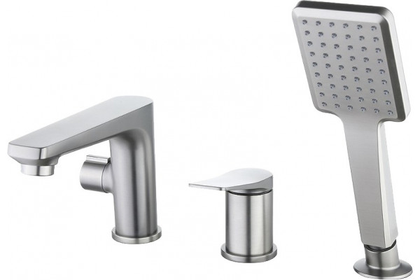 Смеситель Lemark Bronx LM3745GM на борт ванны, графит, однорычажный, сталь