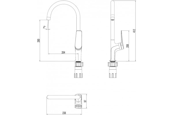 Смеситель Lemark Bronx LM3705BL для кухонной мойки, черный, однорычажный, высота излива 28 см