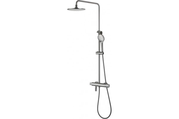 Душевая стойка Lemark Bronx LM3772GM c термостатом, графит, цвет сталь, штанга 161.5 см