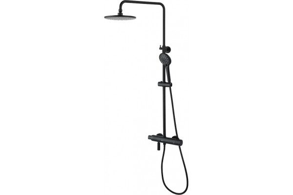 Душевая стойка Lemark Bronx LM3772BL c термостатом, черная, цвет черный, штанга 161.5 см