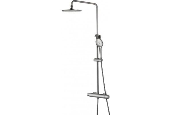 Душевая стойка Lemark Bronx LM3770GM c термостатом, графит, цвет сталь, штанга 161.5 см