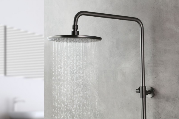 Душевая стойка Lemark Bronx LM3770GM c термостатом, графит, цвет сталь, штанга 161.5 см