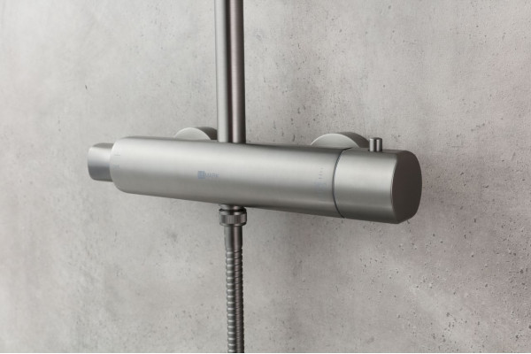 Душевая стойка Lemark Bronx LM3770GM c термостатом, графит, цвет сталь, штанга 161.5 см