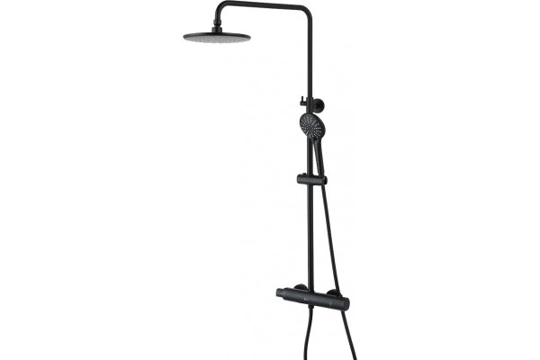 Душевая стойка Lemark Bronx LM3770BL c термостатом, черная, цвет черный, штанга 161.5 см