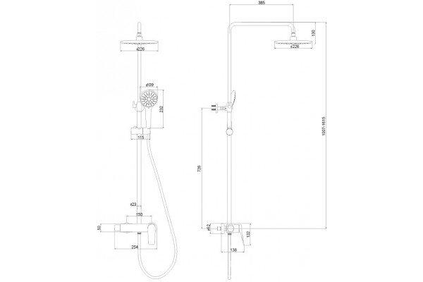 Душевая стойка Lemark Bronx LM3760BL черная цвет черный, штанга 161.5 см