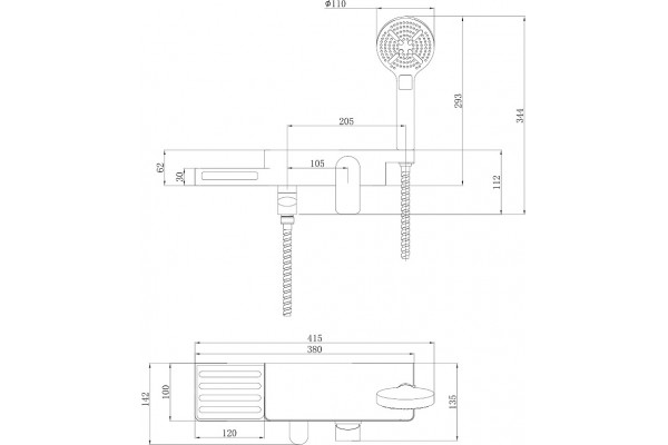Смеситель Lemark Unibox LM6914CW для ванны с душем, однорычажный, длина излива 12.7 см