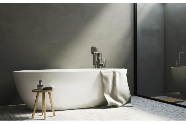 Смеситель Lemark Bronx LM3744GM напольный, для ванны с душем, графит, однорычажный, сталь