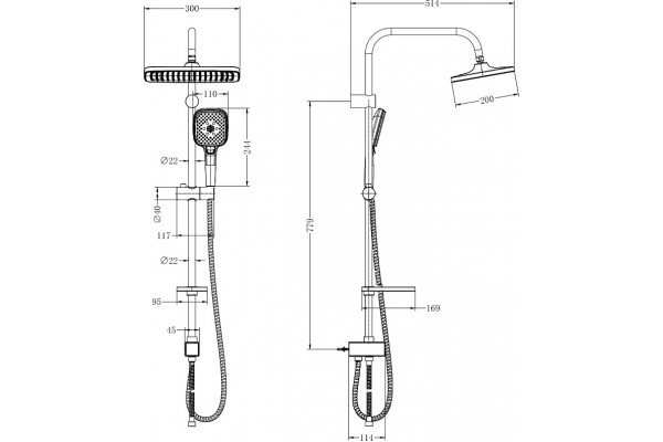 Душевая стойка Lemark LM8811C хром, штанга 103.2 см, шланг двойная оплетка, металлический 150 см