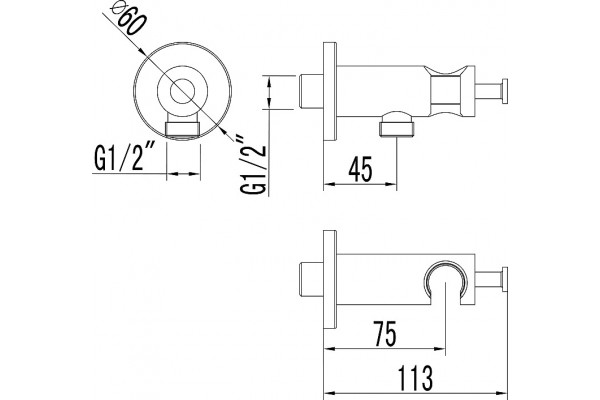 Шланговое подключение Lemark LM1185C c держателем для душа хром, штанга 6 см