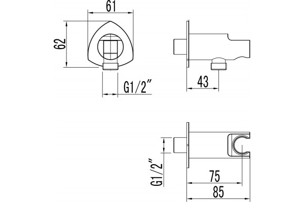 Шланговое подключение Lemark LM3585C c держателем для душа хром, штанга 6.2 см