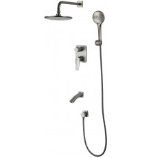 Душевой комплект Lemark Bronx LM3722GM С ВНУТРЕННЕЙ ЧАСТЬЮ, графит, цвет сталь, шланг металлический 200 см