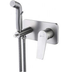 Гигиенический душ Lemark Bronx LM3720GM со смесителем, С ВНУТРЕННЕЙ ЧАСТЬЮ, графит, цвет сталь, 1 режим