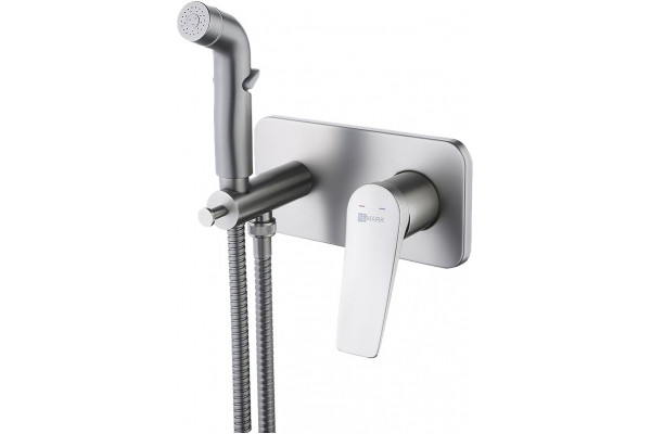 Гигиенический душ Lemark Bronx LM3720GM со смесителем, С ВНУТРЕННЕЙ ЧАСТЬЮ, графит, цвет сталь, 1 режим