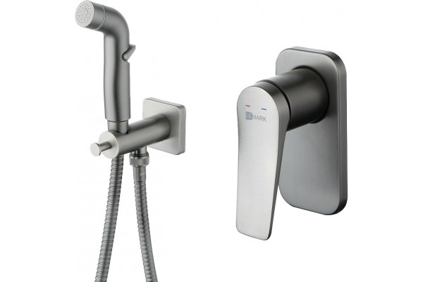 Гигиенический душ Lemark Bronx LM3719GM со смесителем, С ВНУТРЕННЕЙ ЧАСТЬЮ, графит, цвет сталь