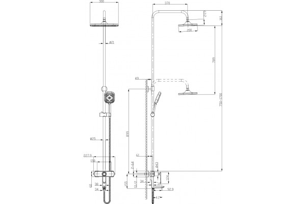 Душевая стойка Lemark Prizma LM3962C хром, штанга 189 см, шланг металлический 150 см