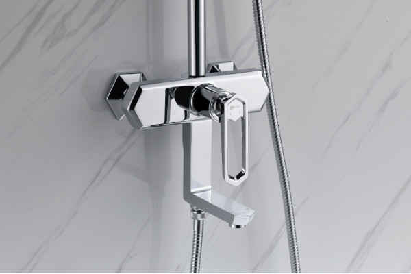 Душевая стойка Lemark Prizma LM3962C хром, штанга 189 см, шланг металлический 150 см