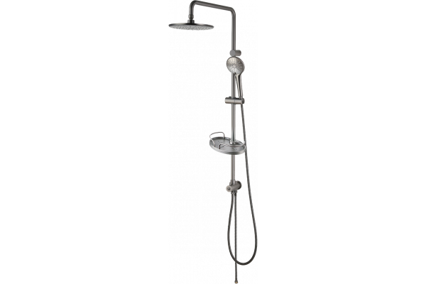Душевая стойка Lemark LM3788GM графит цвет темный хром, штанга 102.7 см, шланг двойная оплетка, металлический 150 см
