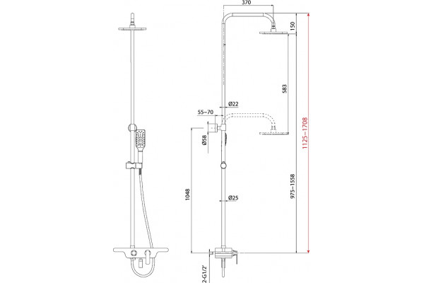 Душевая стойка Lemark Tropic LM7006C штанга 170.8 см, шланг 150 см, 1 режим