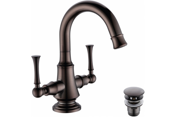 Смеситель Lemark Peretto LM6307RB для раковины двухвентильный, черный
