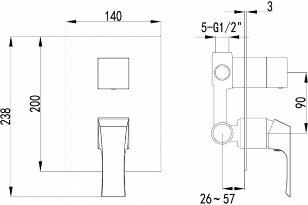 Смеситель Lemark Unit LM4527C С ВНУТРЕННЕЙ ЧАСТЬЮ, для ванны с душем, однорычажный, хром