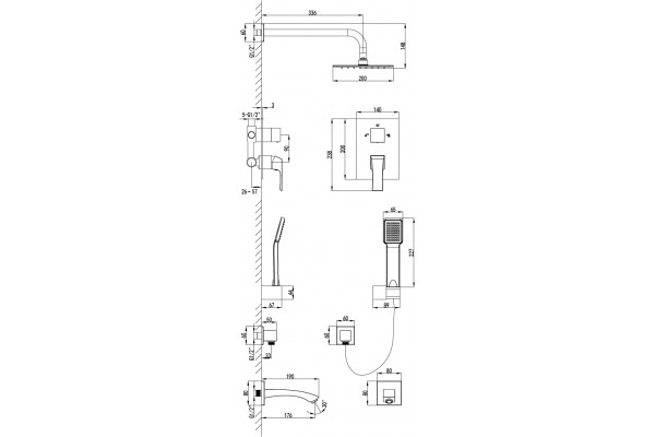 Душевой комплект Lemark Unit LM4522C хром, 1 режим