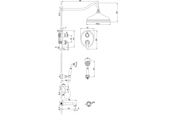 Душевой комплект Lemark Brava LM4722G золото, 1 режим
