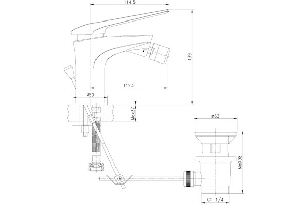 Смеситель Lemark Allegro LM5908CW для биде однорычажный, длина излива 11.25 см