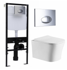 Комплект 3 в 1 инсталляция Logan H1067-1170 297674 + Подвесной унитаз Cerutti Spa Marmolada aria CT7778 + кнопка хром в современном стиле