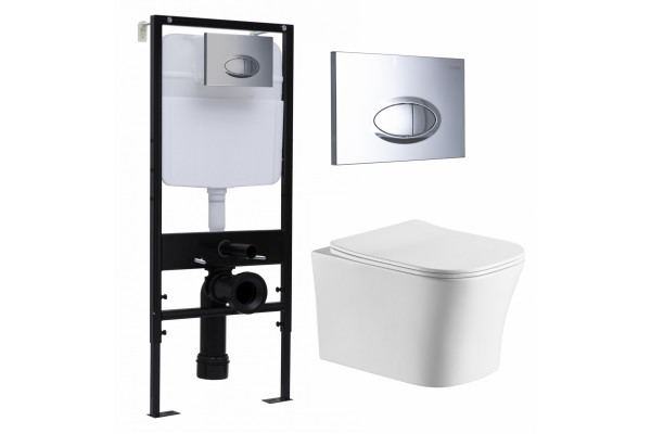 Комплект 3 в 1 инсталляция Logan H1067-1170 297674 + Подвесной унитаз Cerutti Spa Marmolada aria CT7778 + кнопка хром в современном стиле