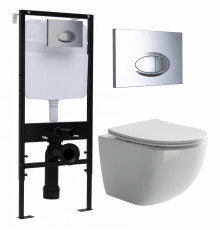 Комплект 3 в 1 инсталляция Logan H1067-1170 297674 + Унитаз подвесной Ceramica Nova Forma CN3009 + кнопка хром в современном стиле