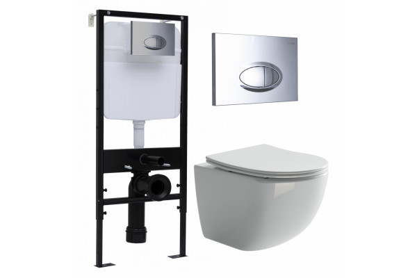Комплект 3 в 1 инсталляция Logan H1067-1170 297674 + Унитаз подвесной Ceramica Nova Forma CN3009 + кнопка хром в современном стиле