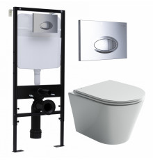 Комплект 3 в 1 инсталляция Logan H1067-1170 297674 + Унитаз подвесной Ceramica Nova Forma CN3011 + кнопка хром в современном стиле