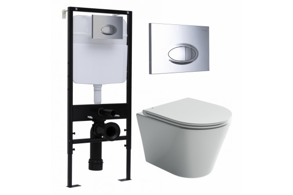 Комплект 3 в 1 инсталляция Logan H1067-1170 297674 + Унитаз подвесной Ceramica Nova Forma CN3011 + кнопка хром в современном стиле