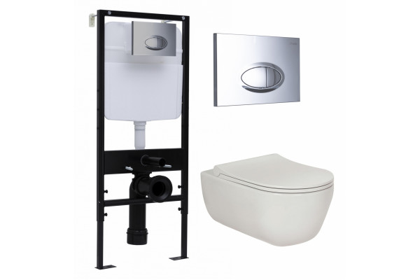 Комплект 3 в 1 инсталляция Logan H1067-1170 297674 + Унитаз подвесной Berges Wasserhaus Ego XL 082118 + кнопка хром в современном стиле