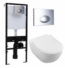Комплект 3 в 1 инсталляция Logan H1067-1170 297674 + Унитаз подвесной Villeroy & Boch Subway 2.0 5614R201 + кнопка хром в современном стиле