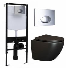 Комплект 3 в 1 инсталляция Logan H1067-1170 297674 + Унитаз подвесной Ceramica Nova Metropol CN4002MB + кнопка хром в современном стиле