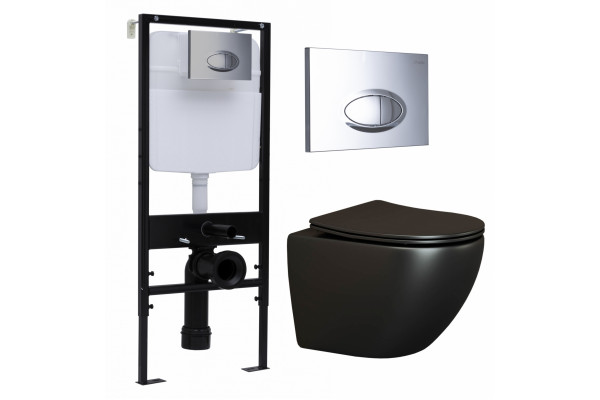 Комплект 3 в 1 инсталляция Logan H1067-1170 297674 + Унитаз подвесной Ceramica Nova Metropol CN4002MB + кнопка хром в современном стиле
