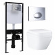 Комплект 3 в 1 инсталляция Logan H1067-1170 297674 + Унитаз подвесной Grohe Euro Ceramic 39206000 + кнопка хром в современном стиле