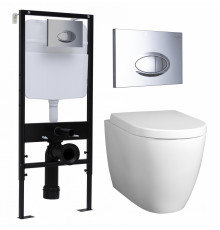 Комплект 3 в 1 инсталляция Logan H1067-1170 297674 + Унитаз подвесной BelBagno Marino + кнопка хром в современном стиле
