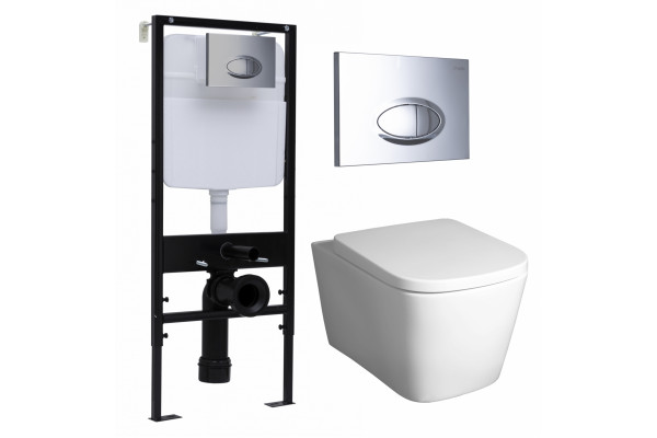 Комплект 3 в 1 инсталляция Logan H1067-1170 297674 + Унитаз подвесной BelBagno Albano BB120CHR + кнопка хром в стиле hi-tech