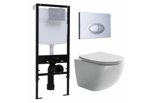 Комплект 3 в 1 инсталляция Logan H1067-1170 297674 + Унитаз подвесной Ceramica Nova Forma CN3009 + кнопка хром матовый в современном стиле
