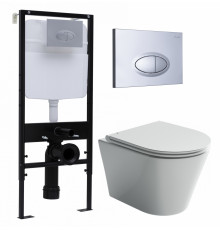 Комплект 3 в 1 инсталляция Logan H1067-1170 297674 + Унитаз подвесной Ceramica Nova Forma CN3011 + кнопка хром матовый в современном стиле