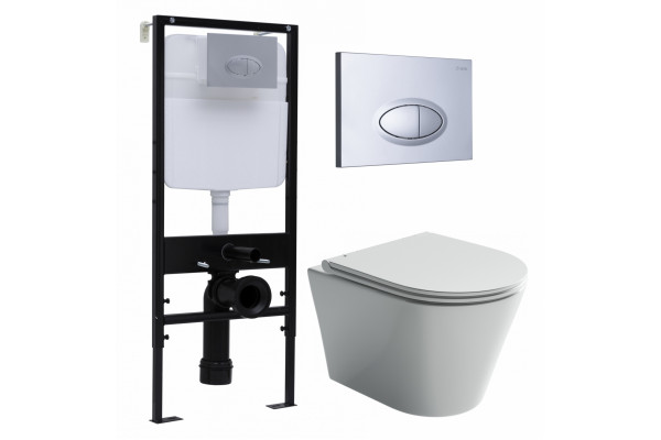 Комплект 3 в 1 инсталляция Logan H1067-1170 297674 + Унитаз подвесной Ceramica Nova Forma CN3011 + кнопка хром матовый в современном стиле