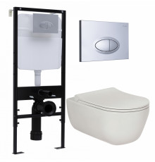 Комплект 3 в 1 инсталляция Logan H1067-1170 297674 + Унитаз подвесной Berges Wasserhaus Ego XL 082118 + кнопка хром матовый в современном стиле